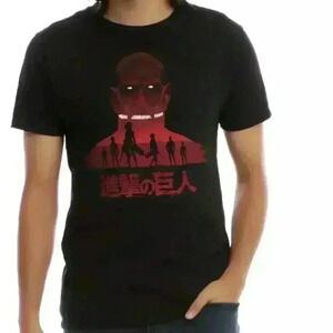 ANIMEAttack On Titan Scout Silhouettes T-Shirt Size Large Short Sleeve Black